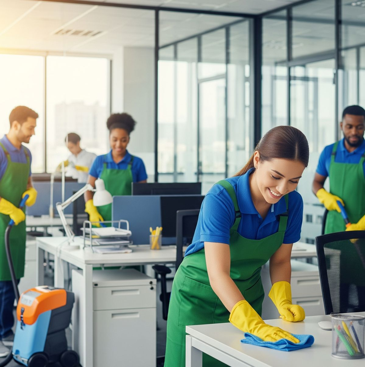 Professional cleaning team